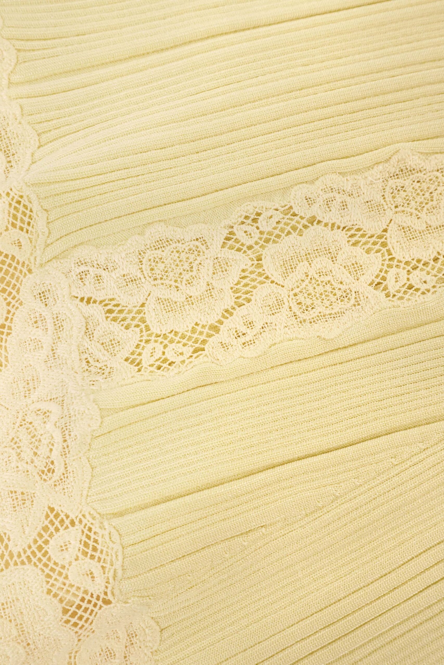 YELLOW LACE INSERT MIDI DRESS FOR WEDDING GUEST