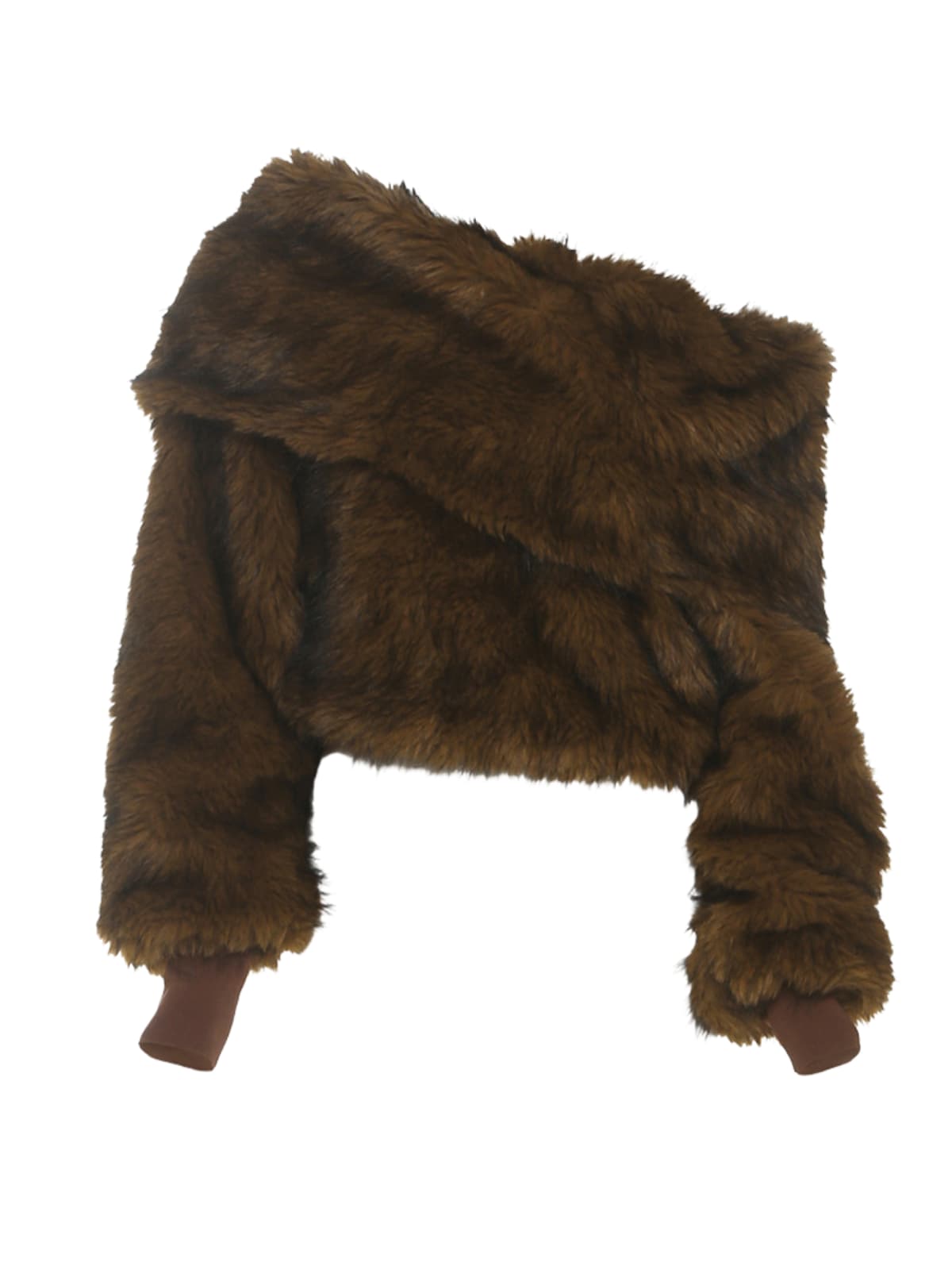 STACEY ONE-SHOULDER FUR TOP FOR PARTY