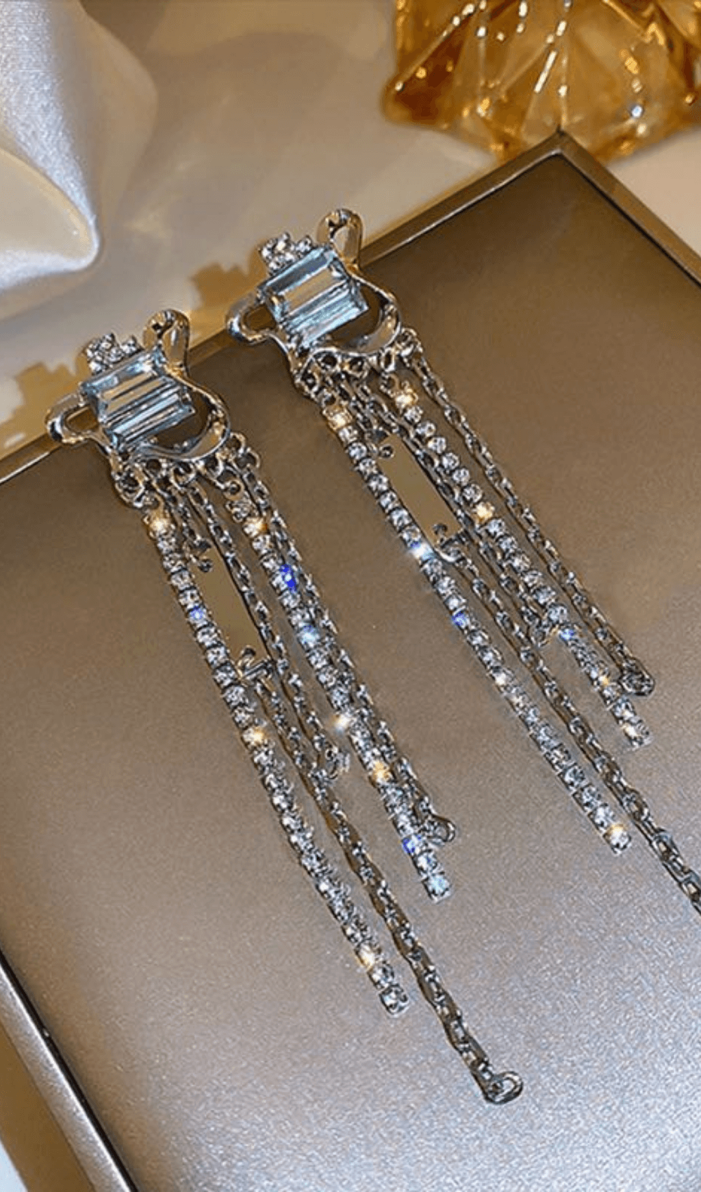 ZIRCON TASSEL DROP EARRINGS FOR WEDDING PARTY