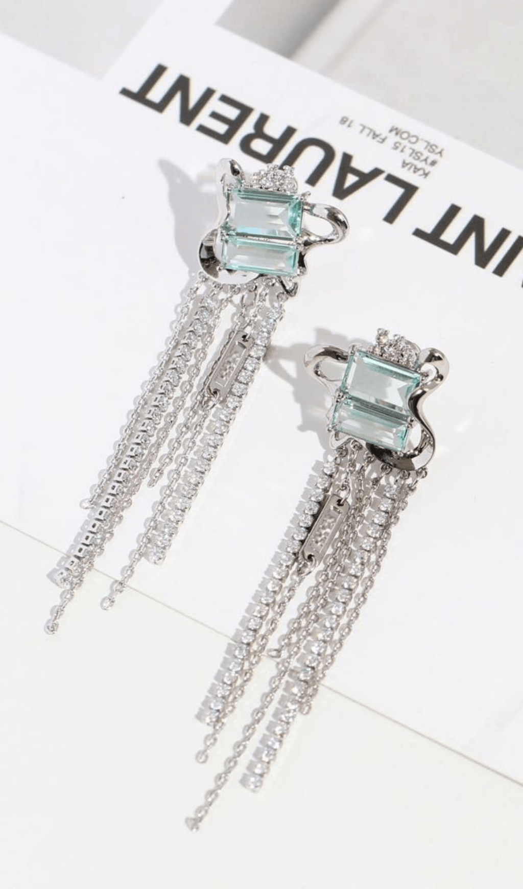 ZIRCON TASSEL DROP EARRINGS FOR WEDDING PARTY
