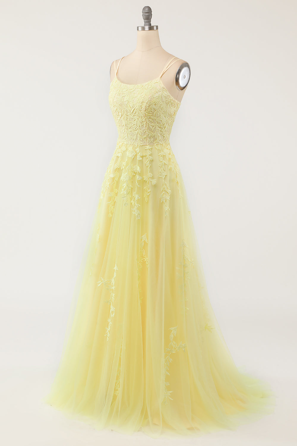PURPLE A-LINE SPAGHETTI STRAP LONG PROM DRESS
