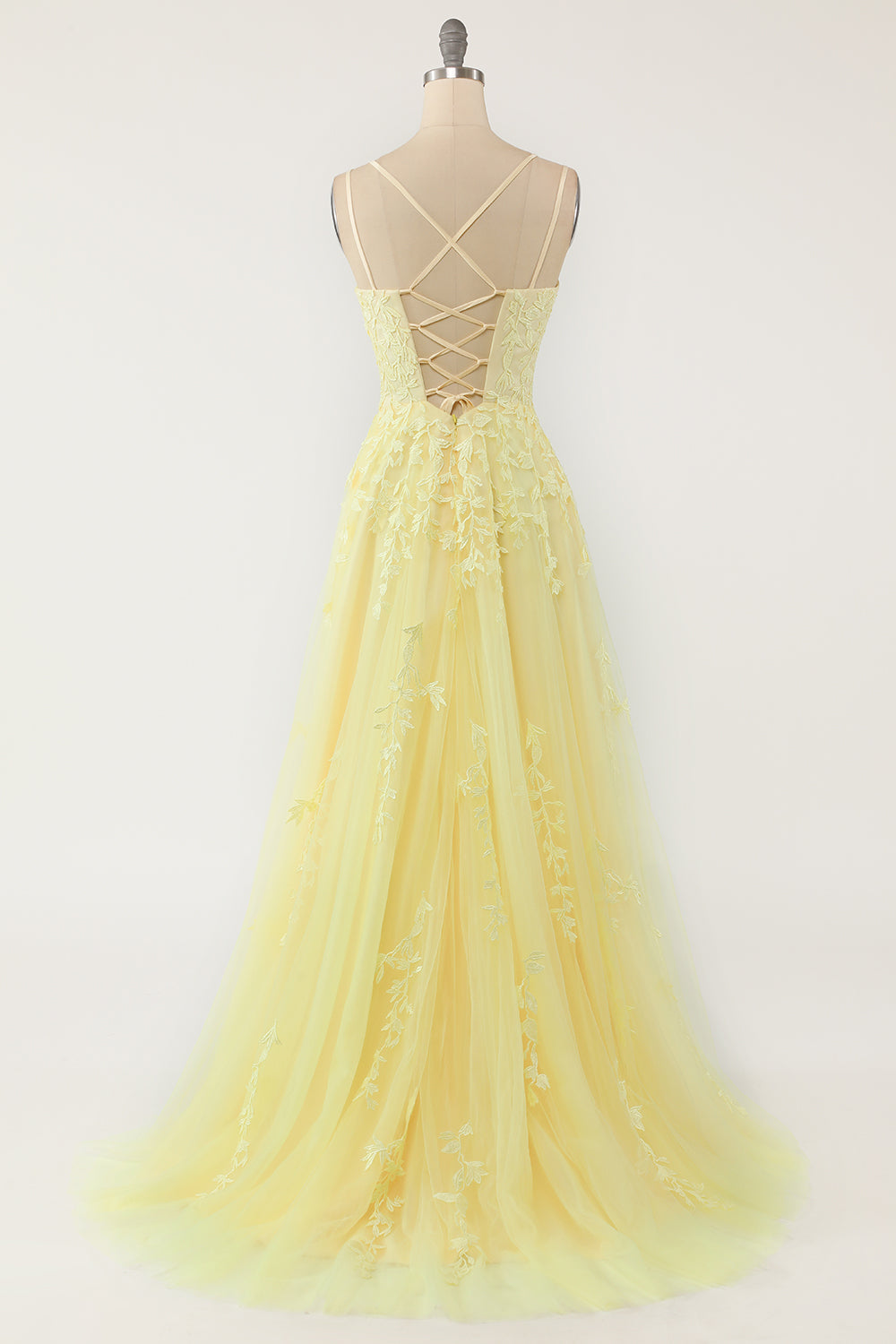 PURPLE A-LINE SPAGHETTI STRAP LONG PROM DRESS