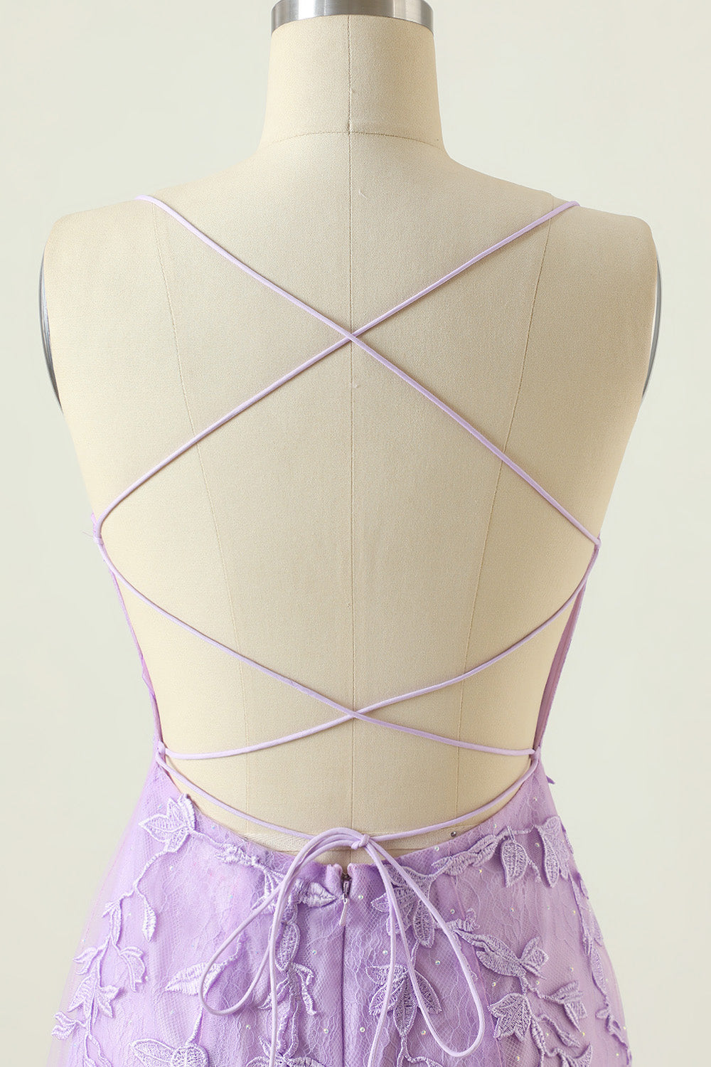 PURPLE BACKLESS BODYCON HOMECOMING DRESS WITH APPLIQUES