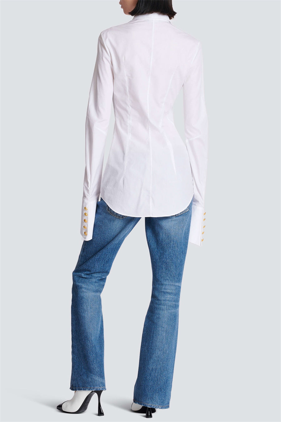 GOLD BUTTON FITTED SHIRT - ZAHRA, OFFICE WEAR