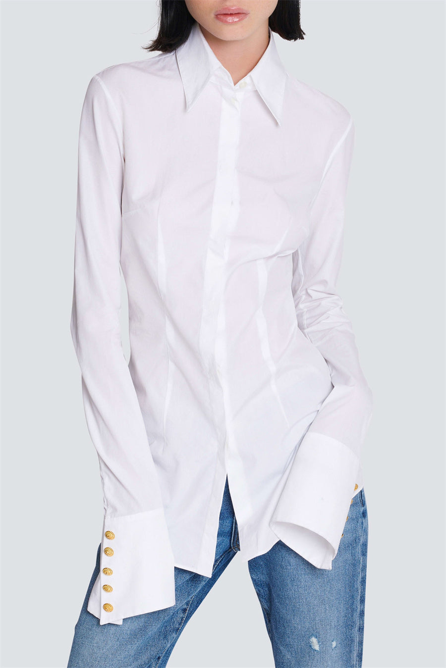 ZahraGoldButtonsFittedShirt_4 GOLD BUTTON FITTED SHIRT - ZAHRA, OFFICE WEAR