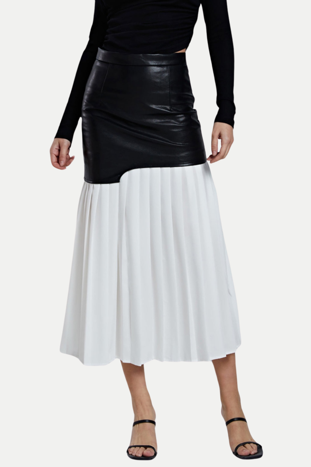 ZenobiaPleatedLeatherMidiSkirt-White2 ZENOBIA PLEATED LEATHER MIDI SKIRT WHITE