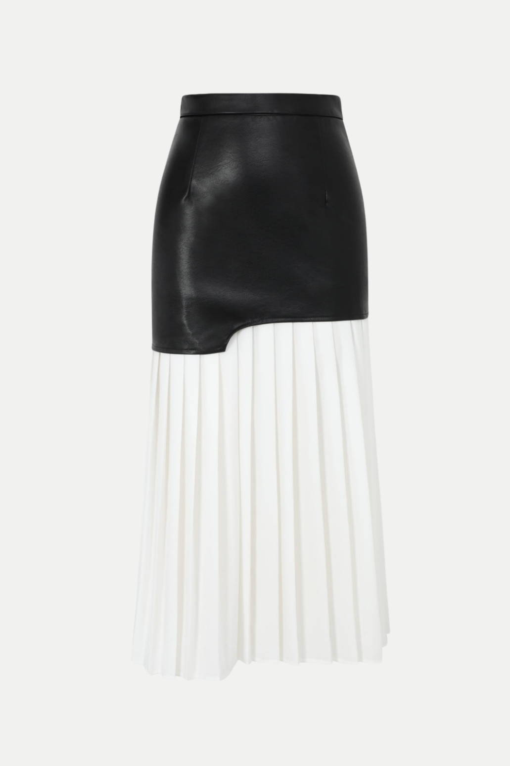 ZENOBIA PLEATED LEATHER MIDI SKIRT WHITE