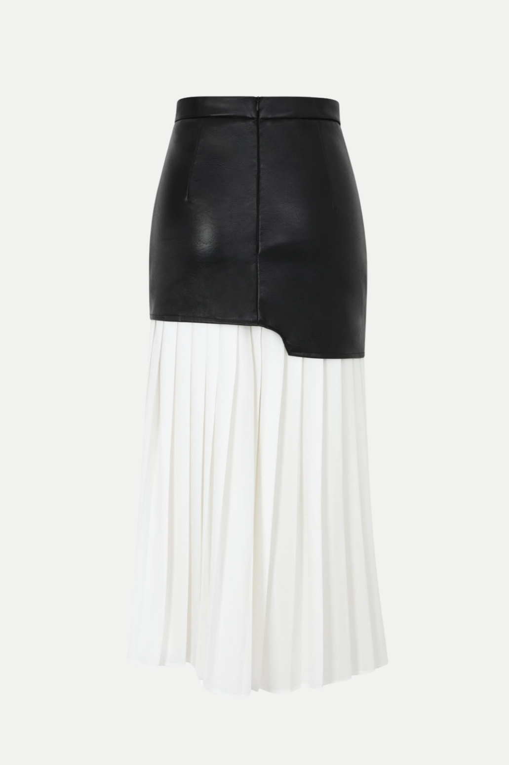 ZENOBIA PLEATED LEATHER MIDI SKIRT WHITE
