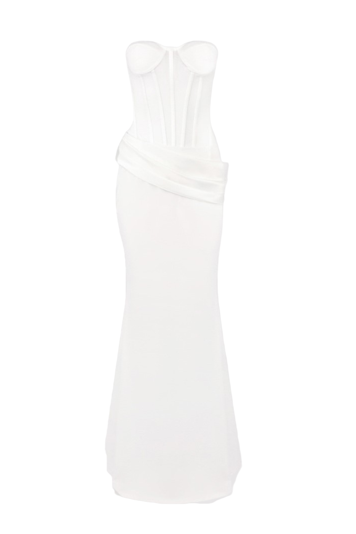 PRISCILLA STRAPLESS VEILED CORSET WEDDING MAXI DRESS