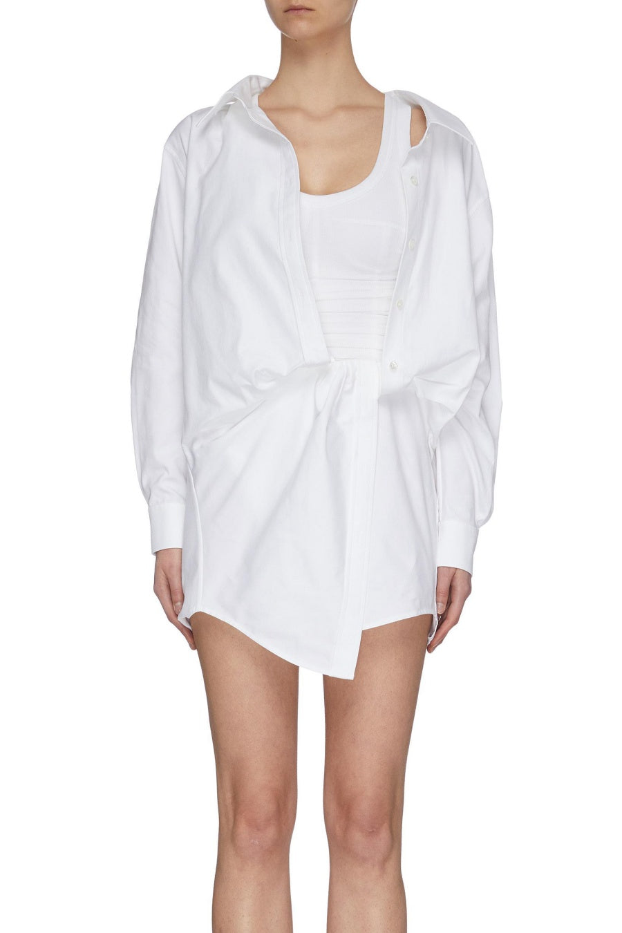ZEPHYRINE ASYMMETRIC FAUX TWO-PIECE SHIRT