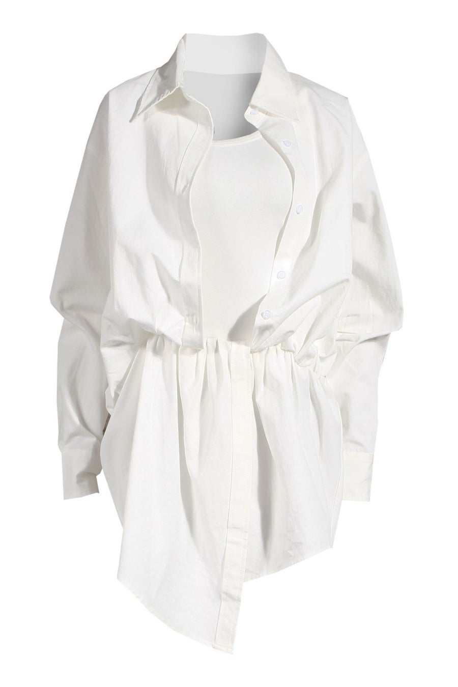 ZEPHYRINE ASYMMETRIC FAUX TWO-PIECE SHIRT