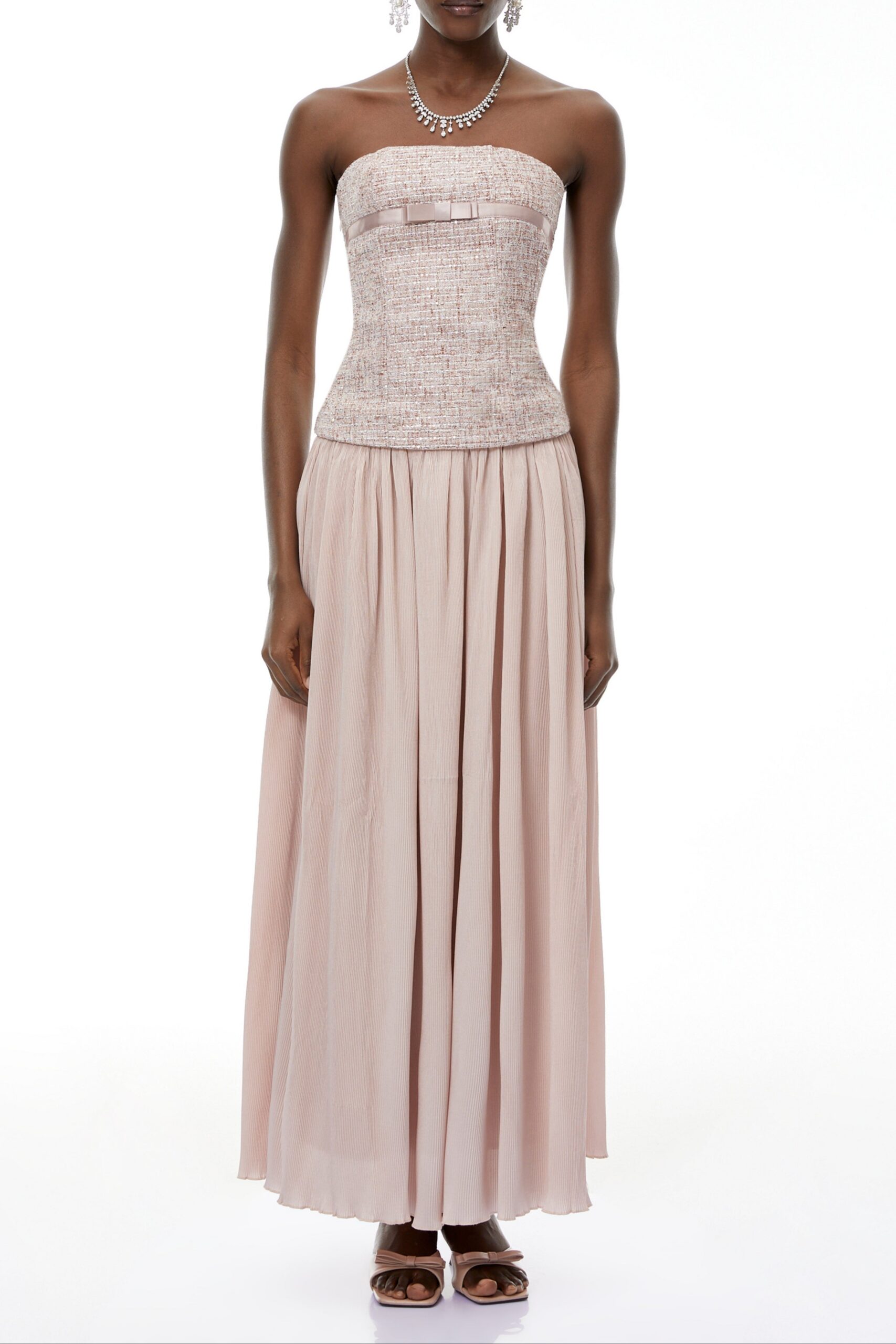 yvonne Off Shoulder Ruched Maxi Dress in pink