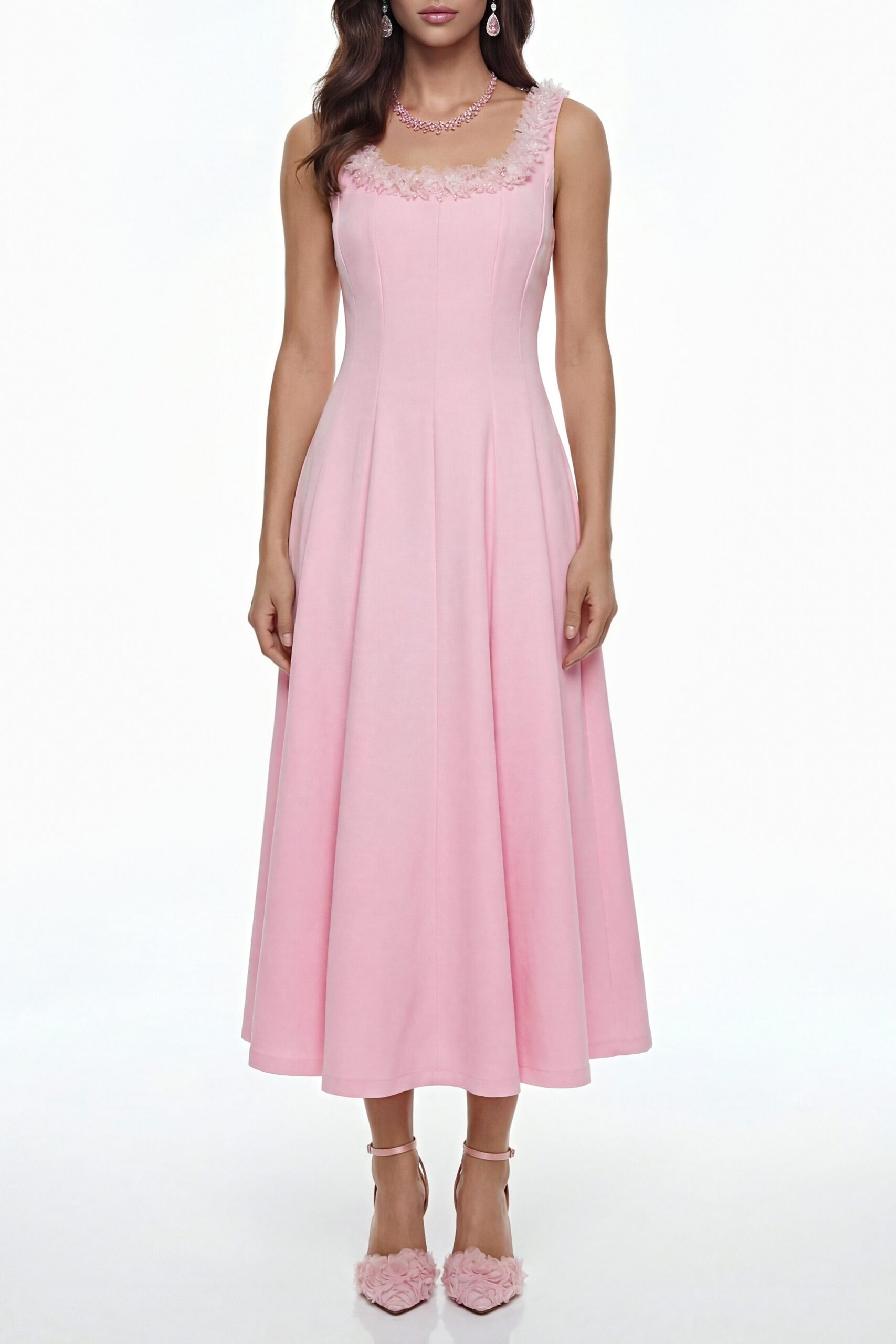ZinniaPinkPleatedMidiDresswith3DPetals_3 ADORA 3D PETAL PLEATED MIDI DRESS PINK
