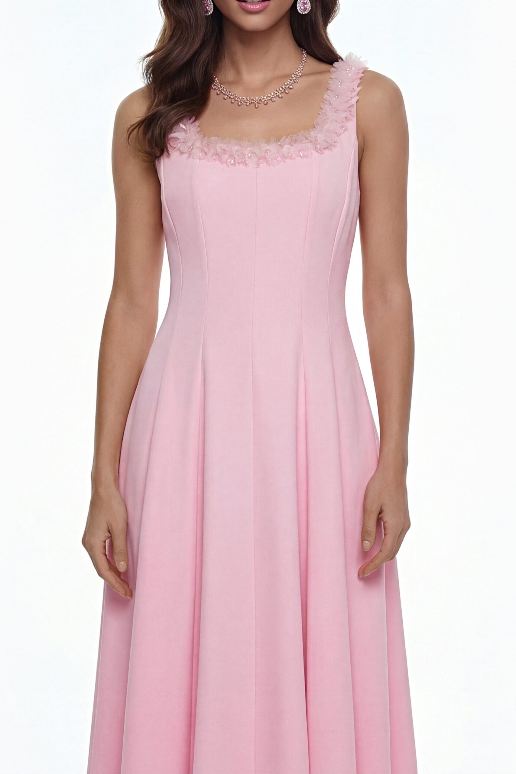 ADORA 3D PETAL PLEATED MIDI DRESS PINK