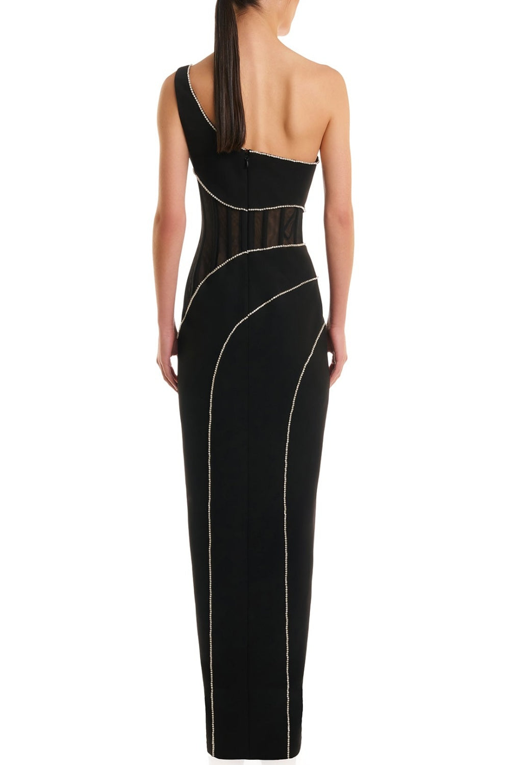 ZORAIDA DIAMANTE ONE SHOULDER SPLIT MAXI DRESS