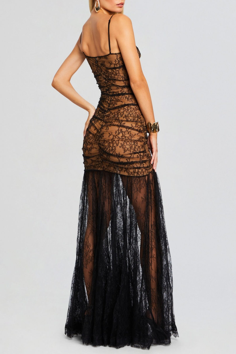 ZSUZA LACE SLIT MAXI DRESS FOR EVENING