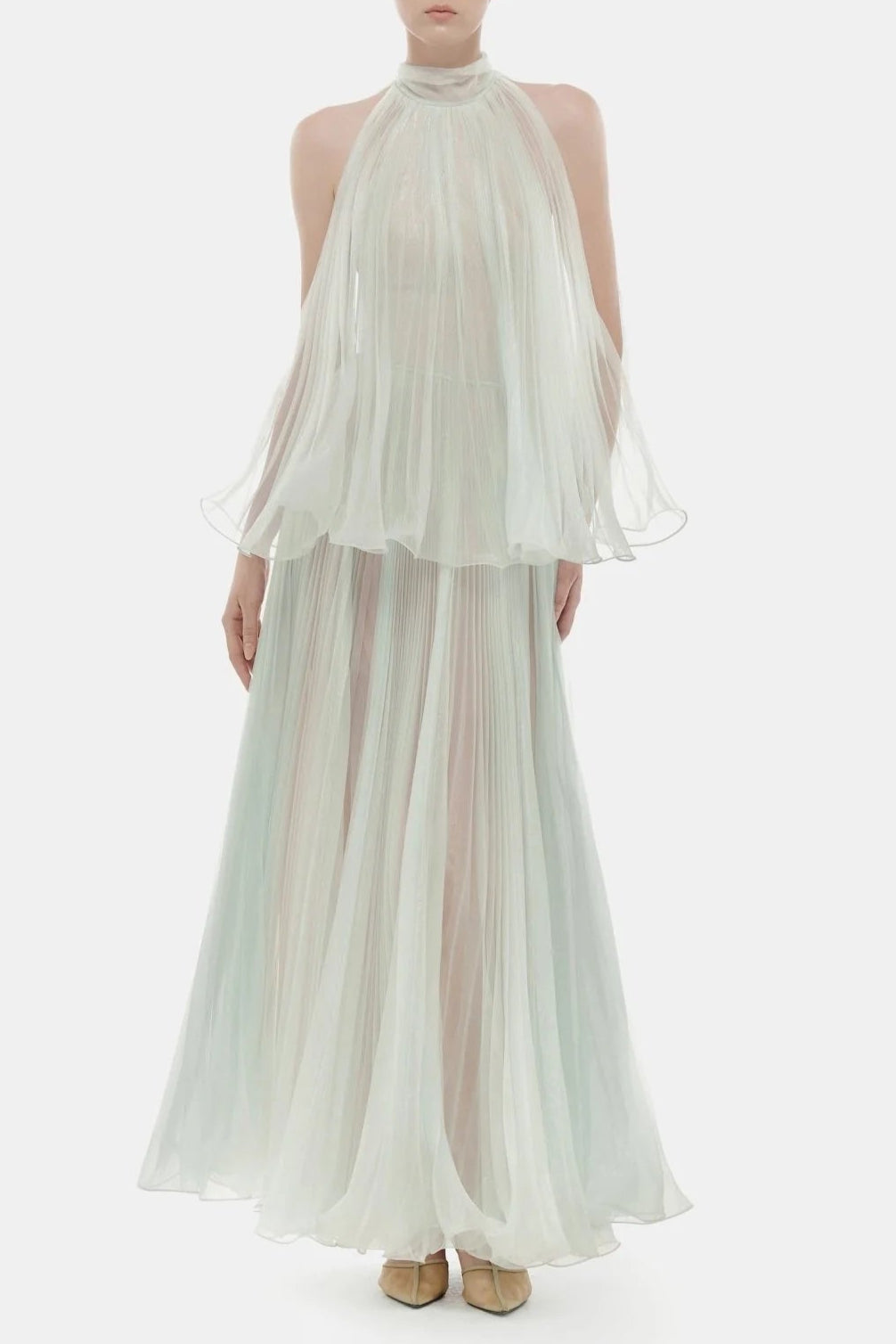 a011f3b0-14c1-4dcb-8980-f4da799ea540 BELINDA MINT PLEATED TULLE SLEEVELESS MAXI DRESS