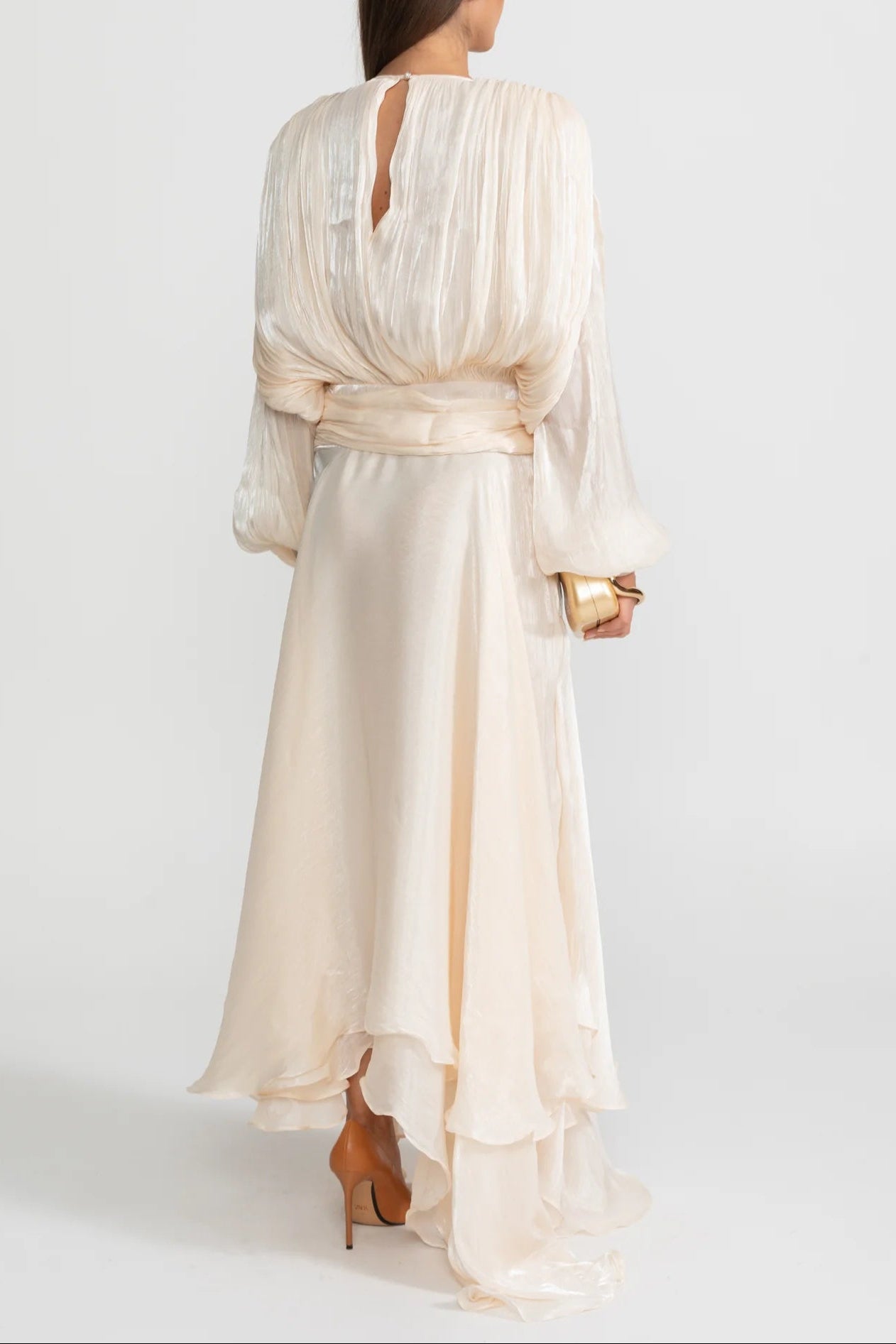 IVORY PUFF SLEEVE PLEATED MAXI DRESS, BOHO WEDDING