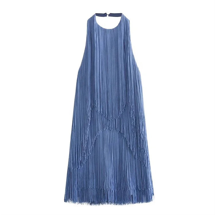 IVY FRINGE MINI DRESS BLUE, PARTY OCCASION