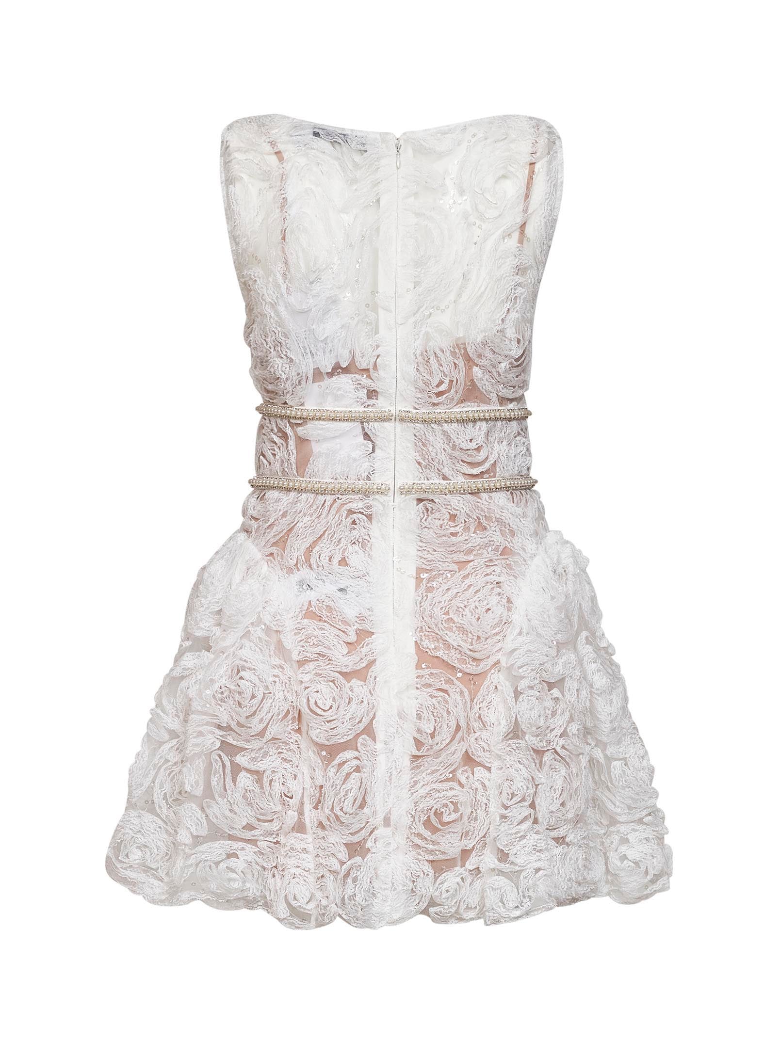 WHITE SEQUIN LACE MINI DRESS FOR PARTY