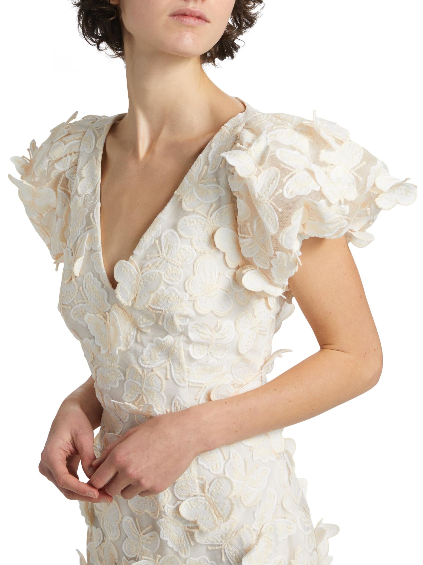 BUTTERFLY APPLIQUÉ CREAM MINI DRESS