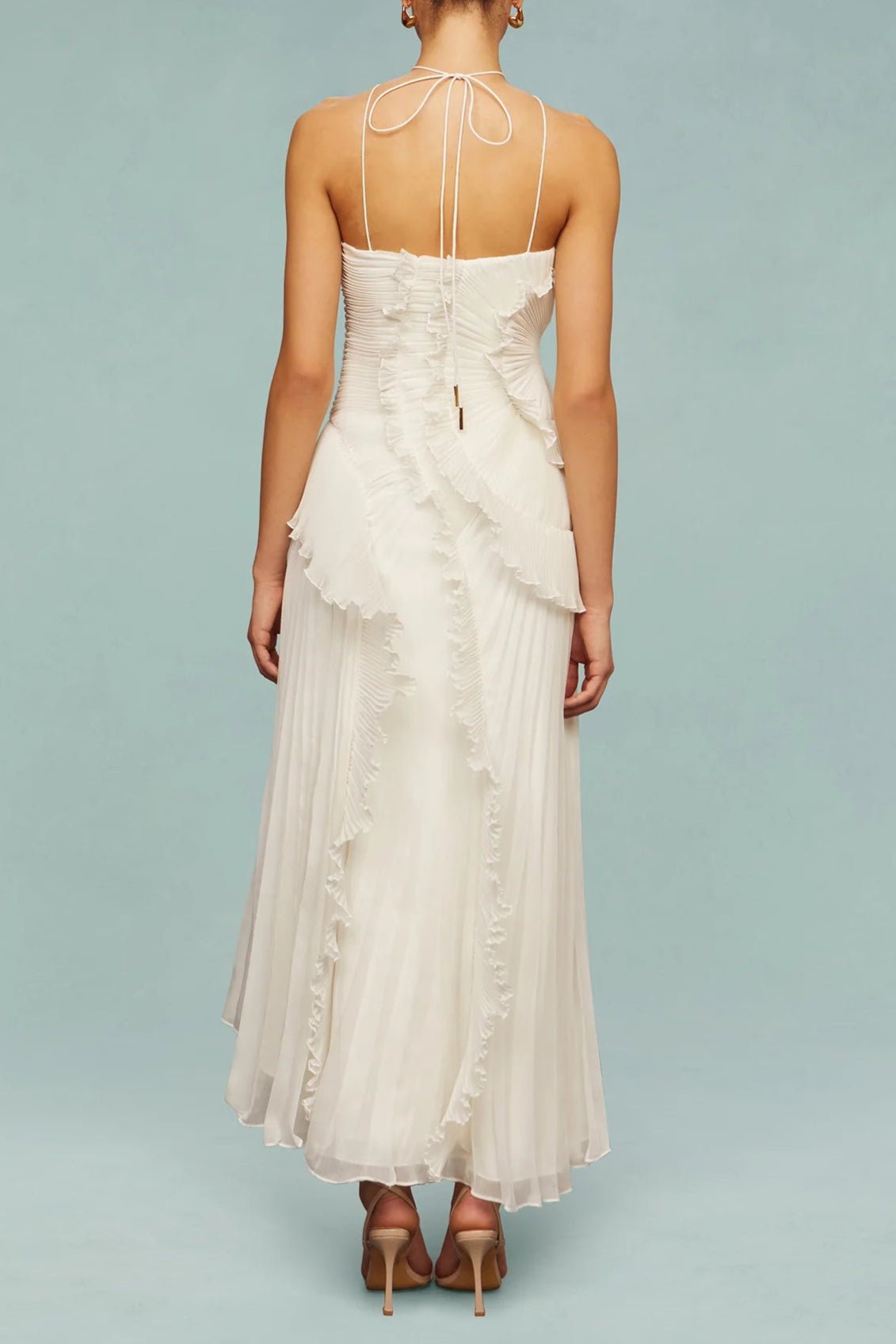 ALVA SLEEVELESS FOLD SLIT MAXI DRESS, WHITE WEDDING GUEST