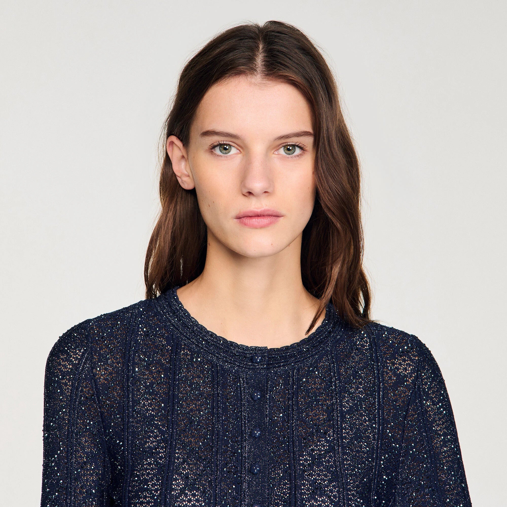 NAVY CROPPED KNIT CARDIGAN | ALEXANDRA STRASS