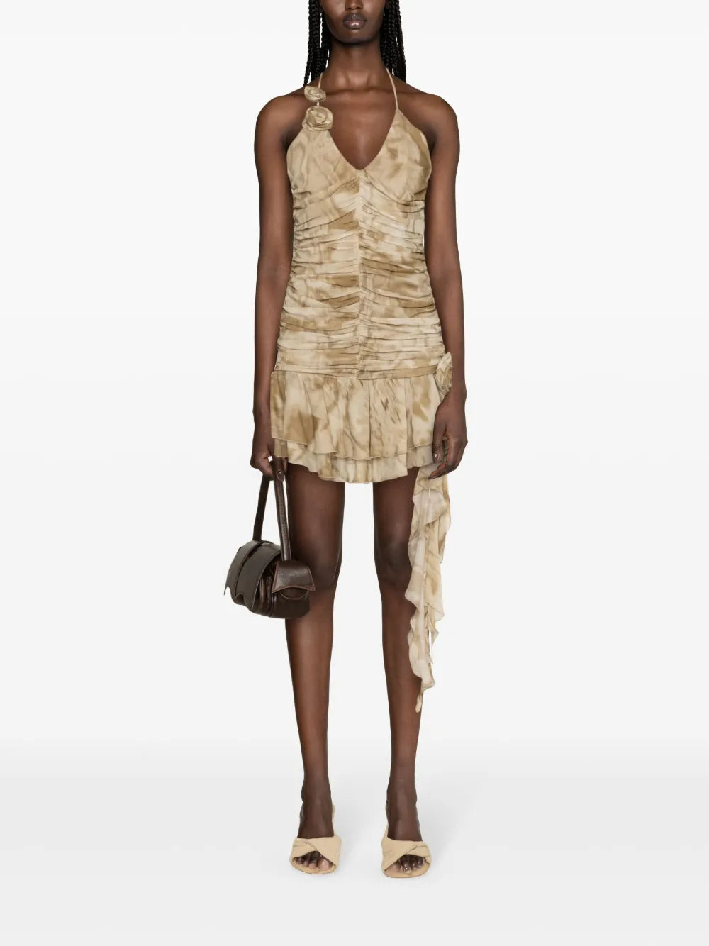 RUFFLED PYTHON-PRINT MINI DRESS FOR COCKTAIL PARTIES