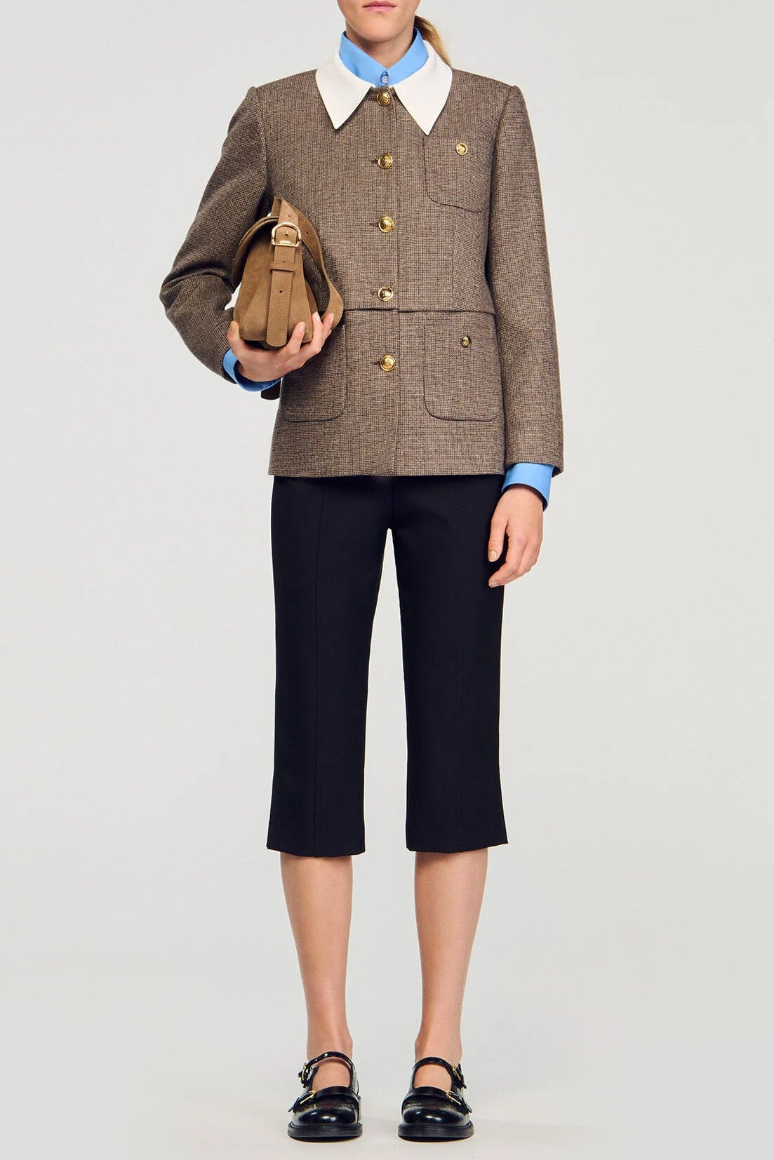 SETLLA HOUNDSTOOTH BROWN BLAZER FOR WORK