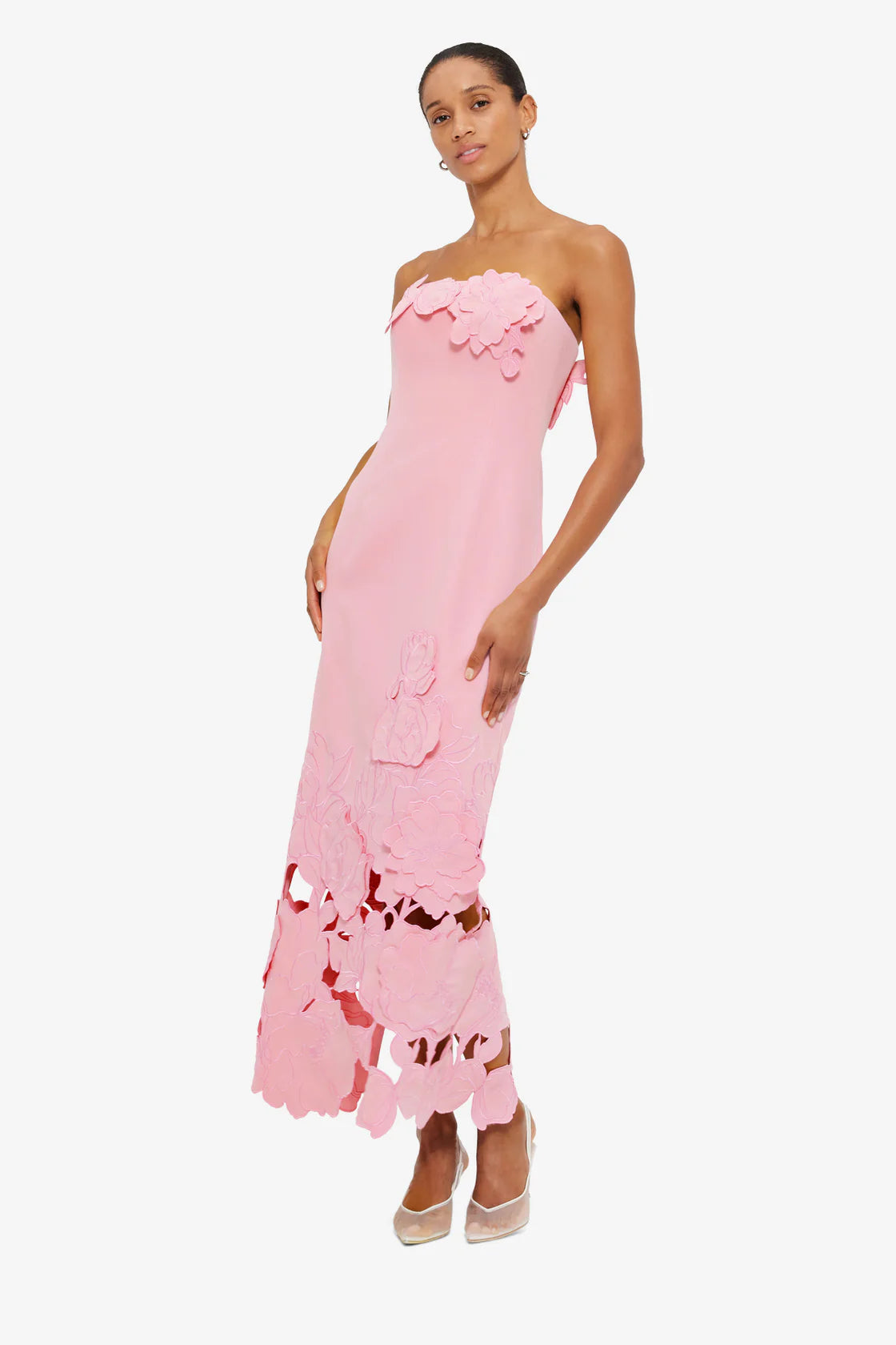 LOUISE APPLIQUÉ BUSTIER MAXI DRESS PINK