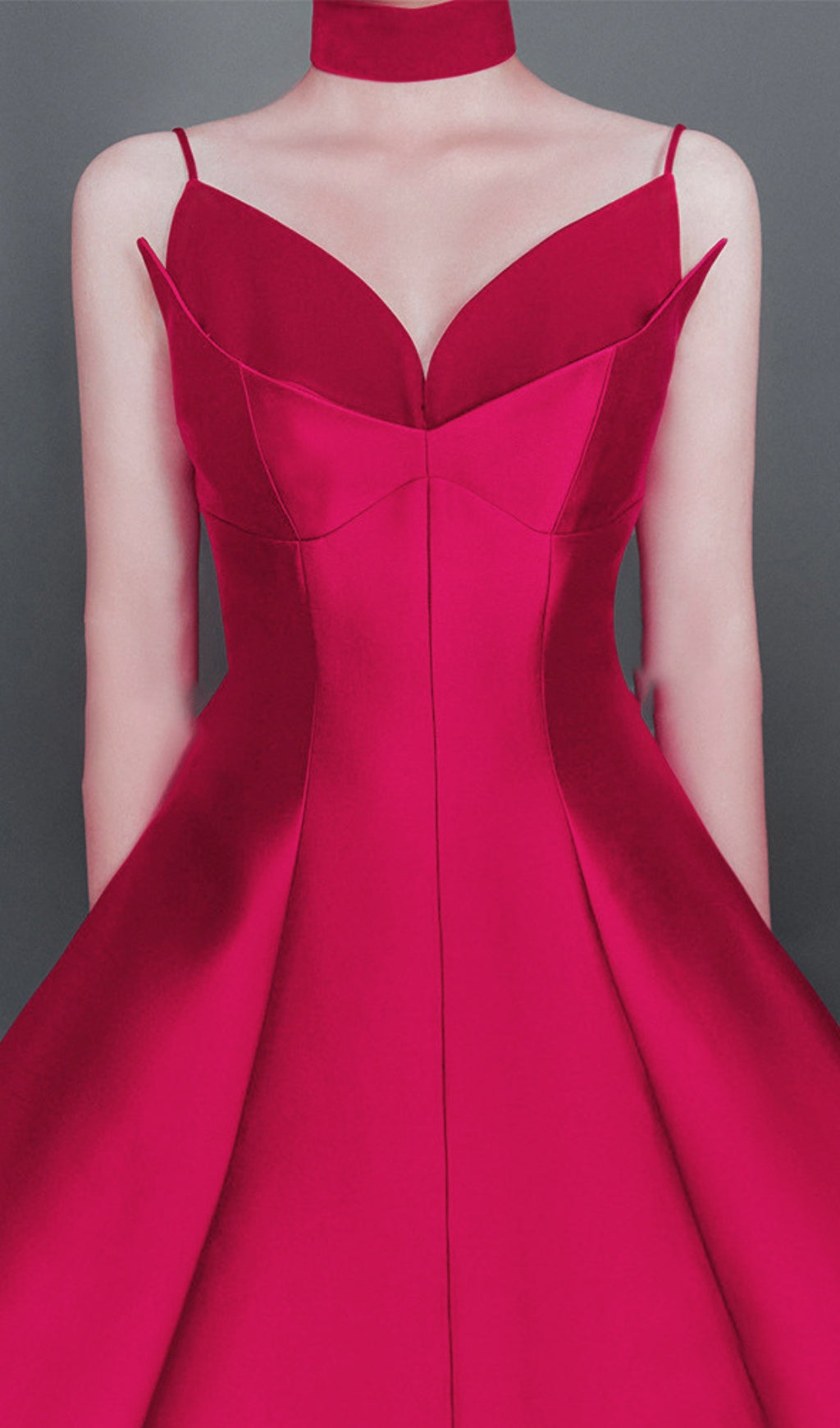 PATCHWORK ROSE RED MIDI DRESS FOR PARTIES
