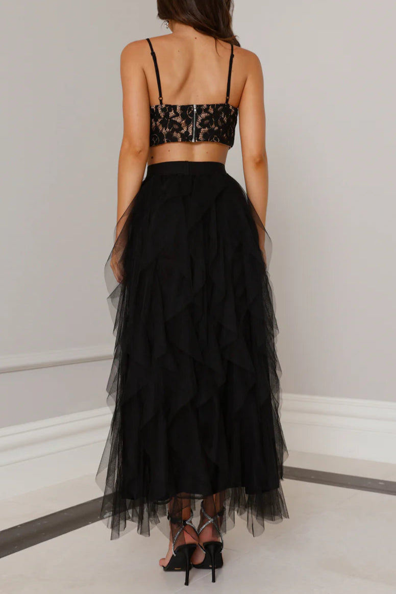 BLACK LACE TULLE SET – ELEGANT PARTY OUTFIT