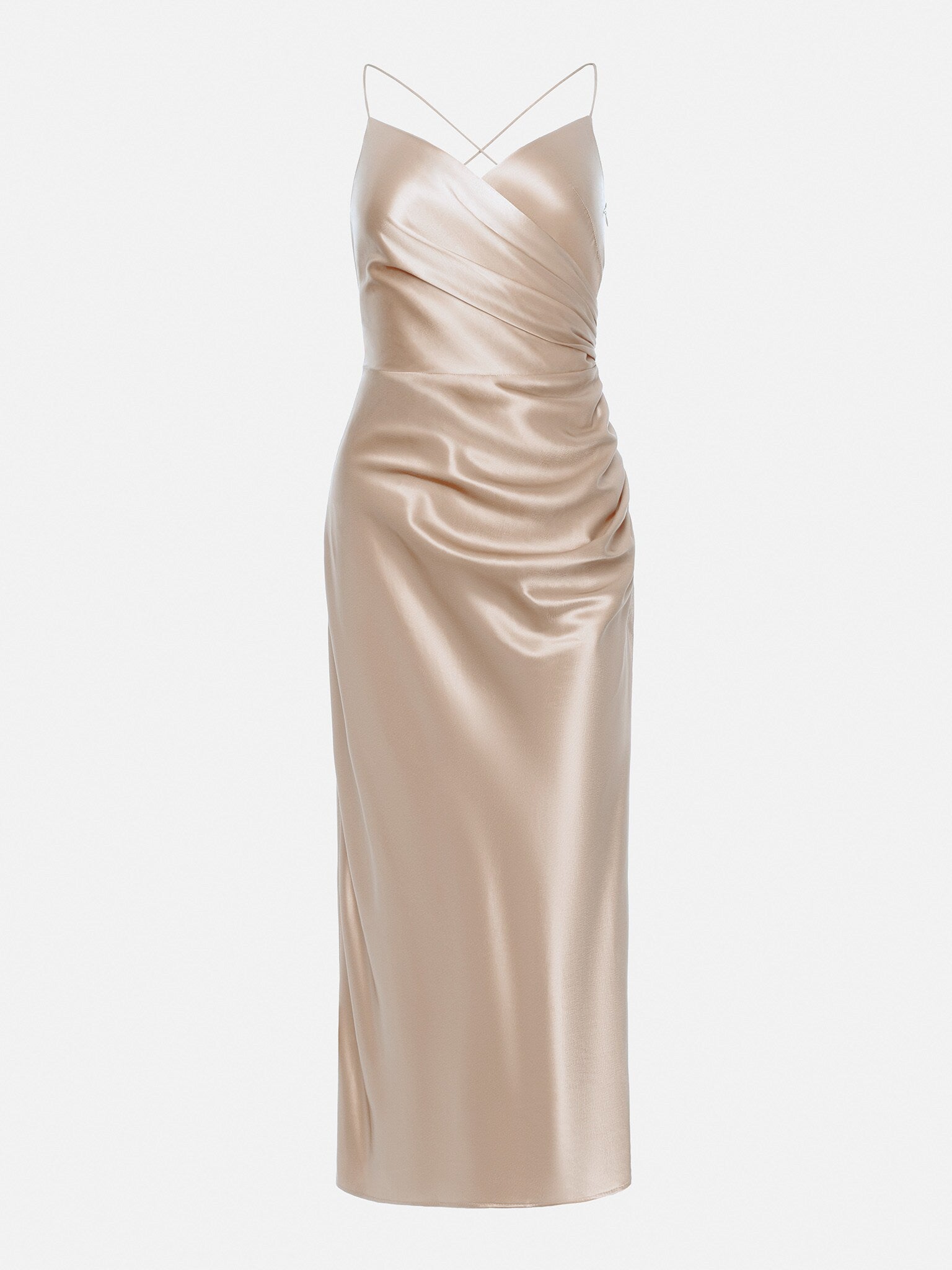DRAPED WRAP MIDI DRESS FOR EVENING