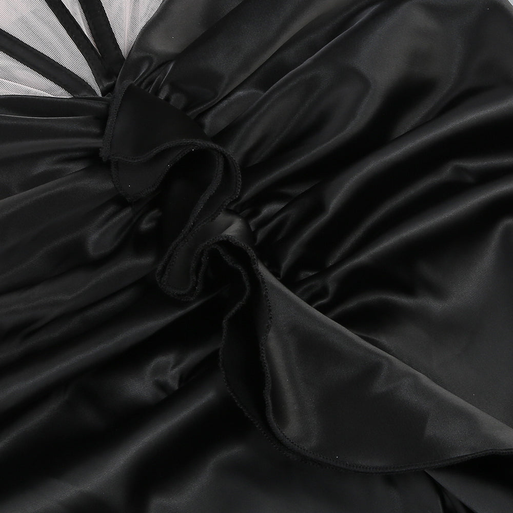 BEULAH BLACK SATIN CORSET SEQUIN WING DRESS