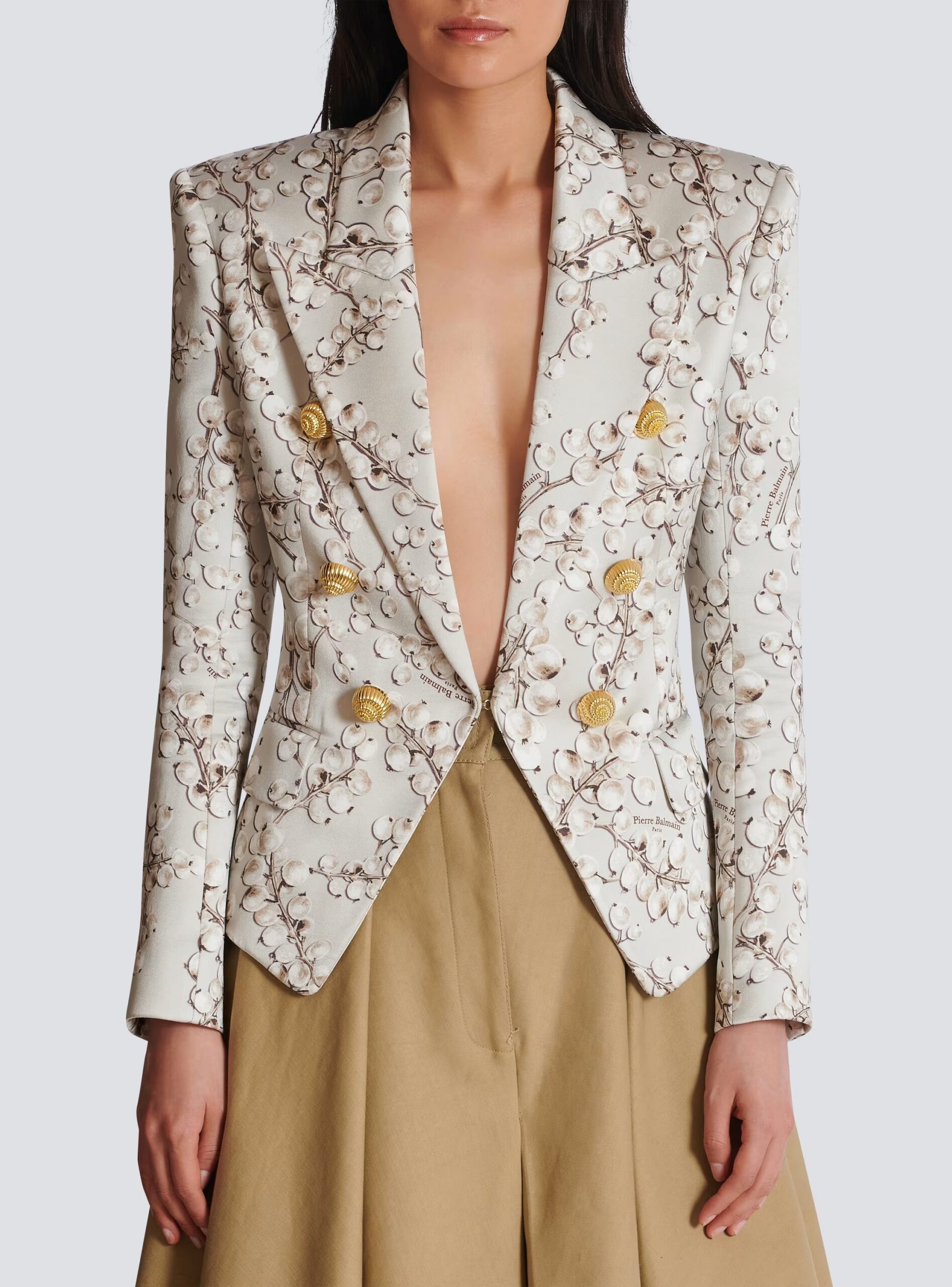 6-BUTTON SATIN JACKET | REDCURRANT PRINT PARTY BLAZER