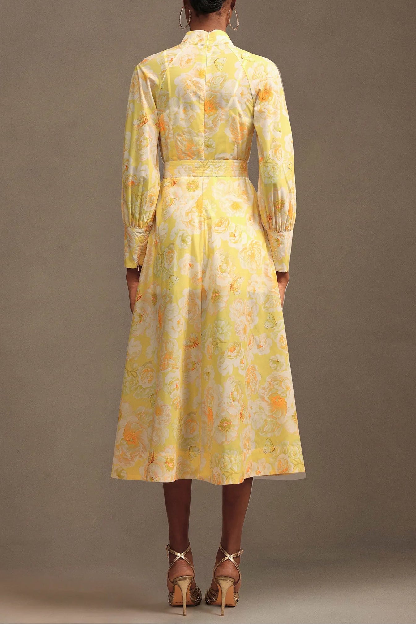 XAVIERA YELLOW FLORAL CHIFFON MAXI DRESS