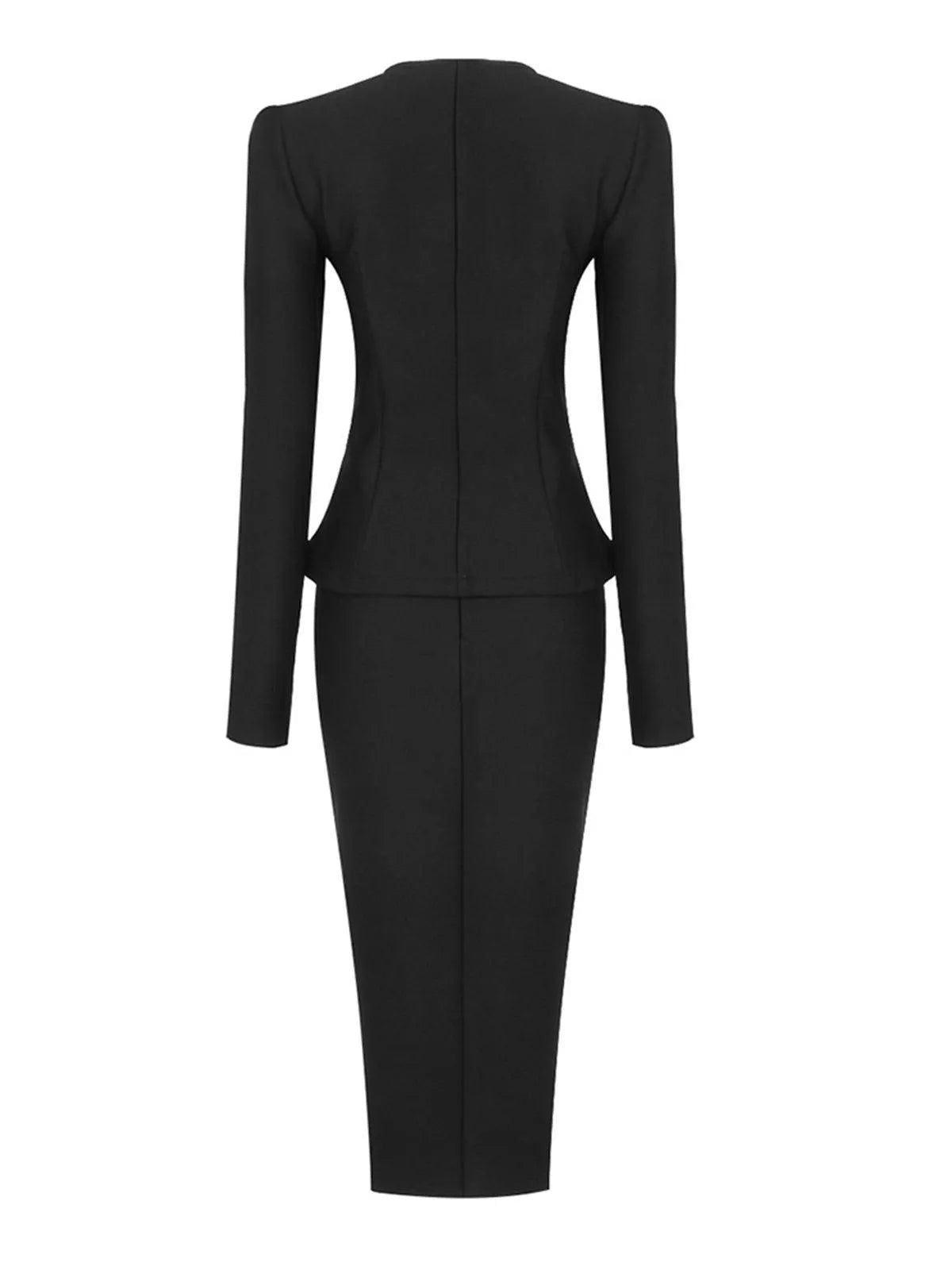 LONG SLEEVE BANDAGE BLAZER SET BLACK NIGHT OUTFIT