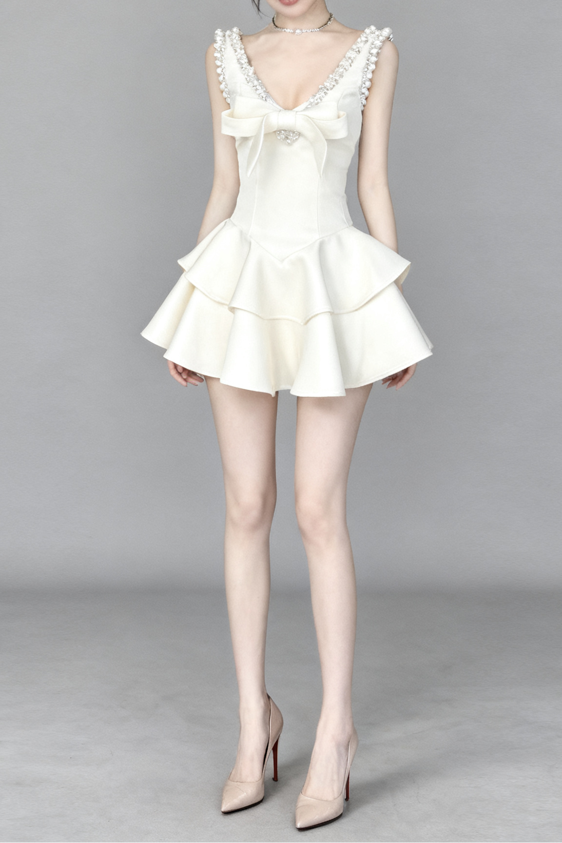 V-NECK SEQUIN MINI DRESS FOR PARTY