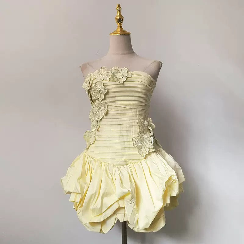 COLEKA FLORAL STRAPLESS MINI DRESS FOR PARTIES