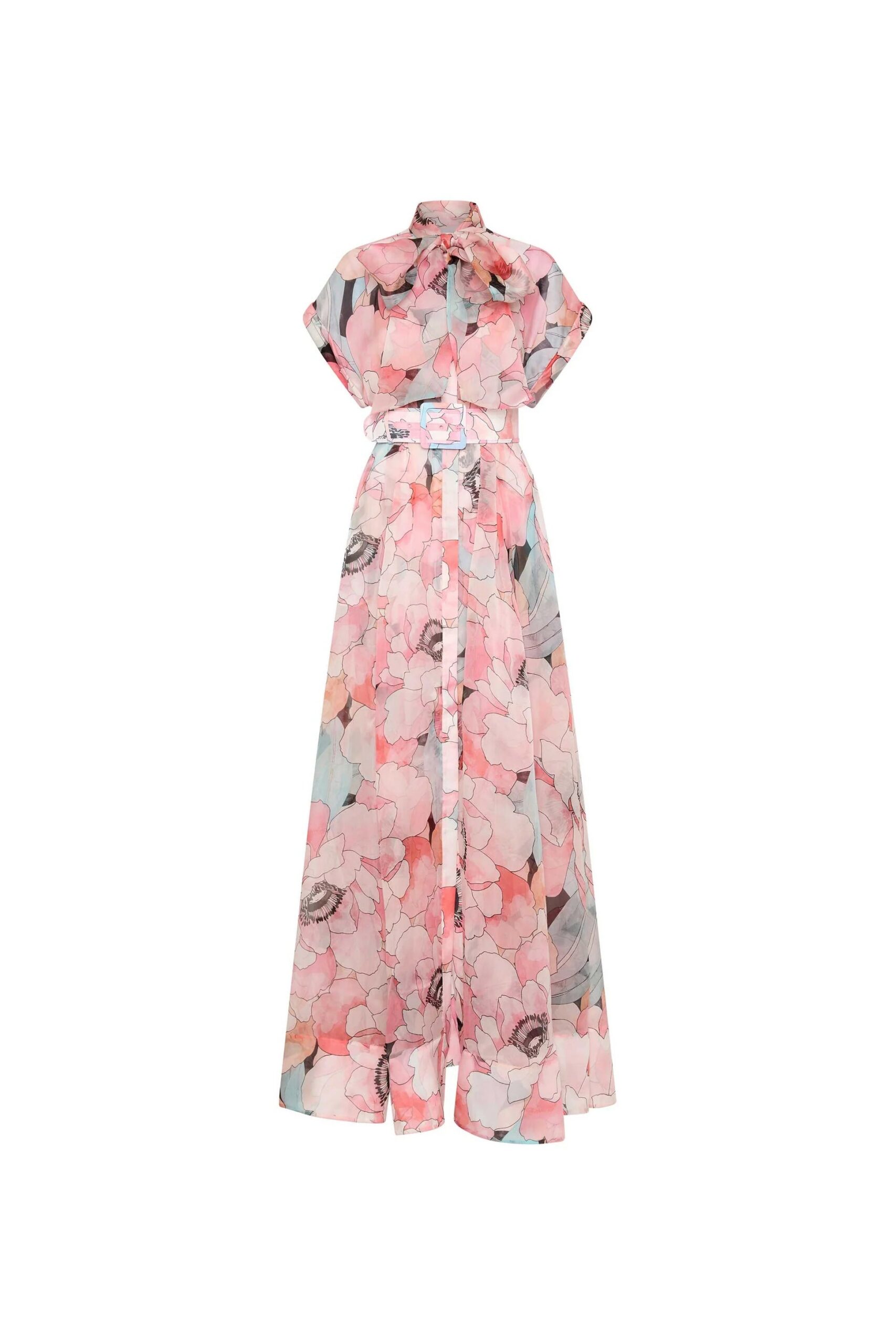 FLORAL SILK ORGANZA MAXI DRESS FOR WEDDINGS