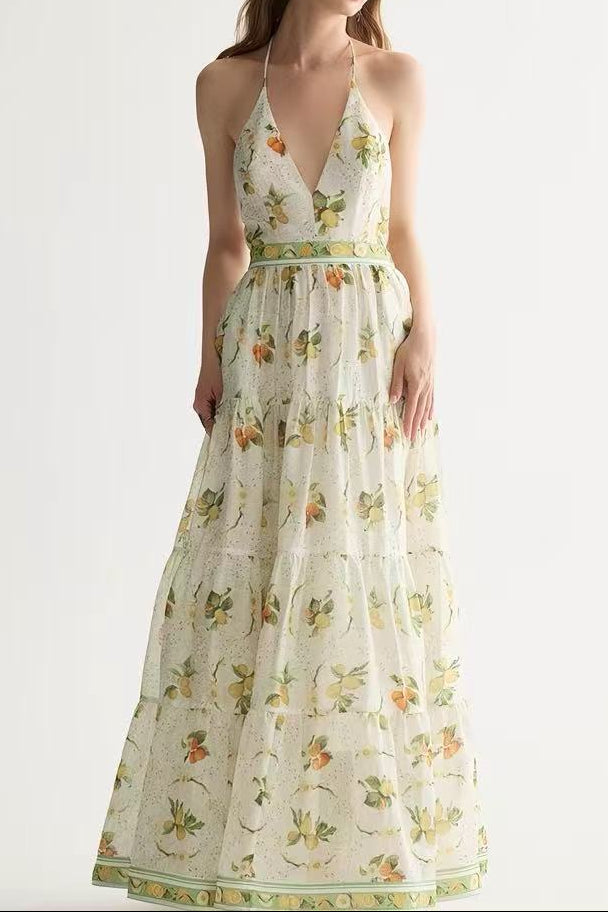 YELLOW FLORAL MAXI DRESS - VALENCIA JACINTA PRINT