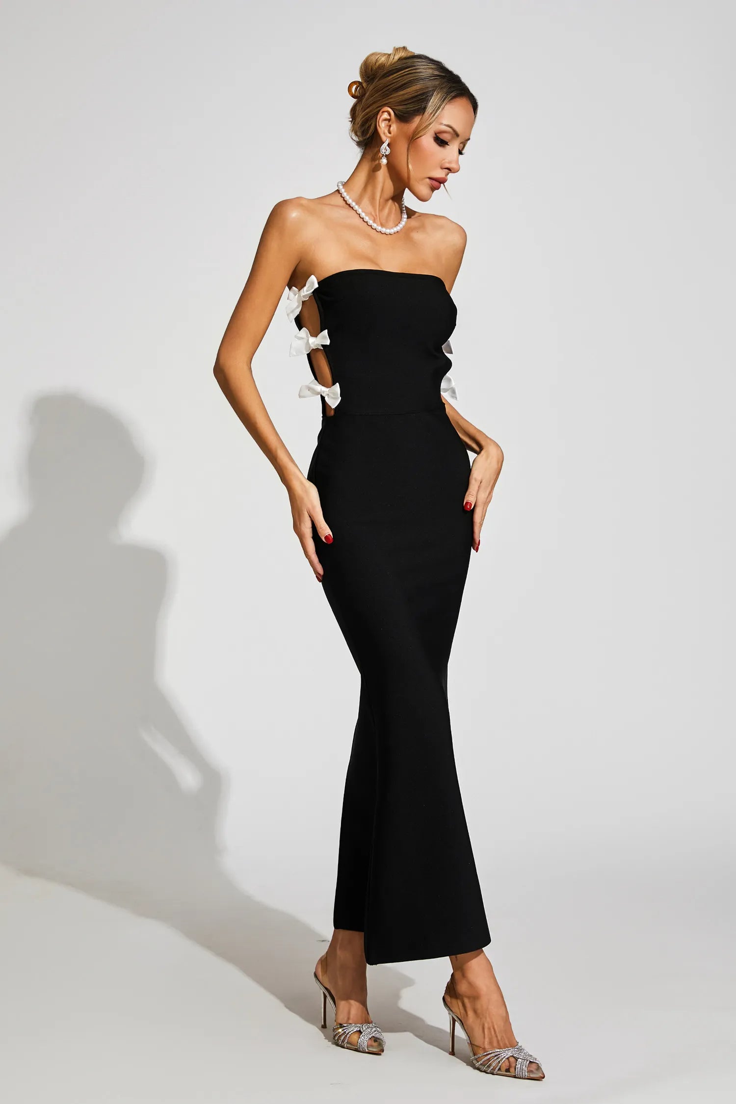 JOCELYN BOWKNOT STRAPLESS BANDAGE MAXI DRESS