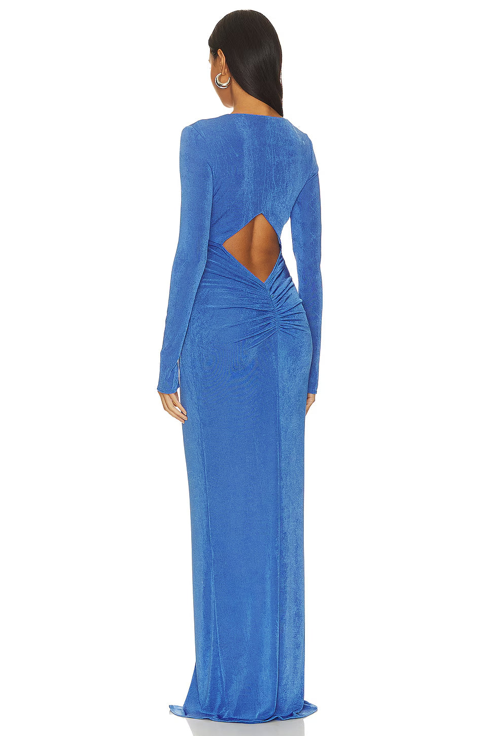 VIRGINIA BLUE PLEATED HIGH SLIT MAXI DRESS