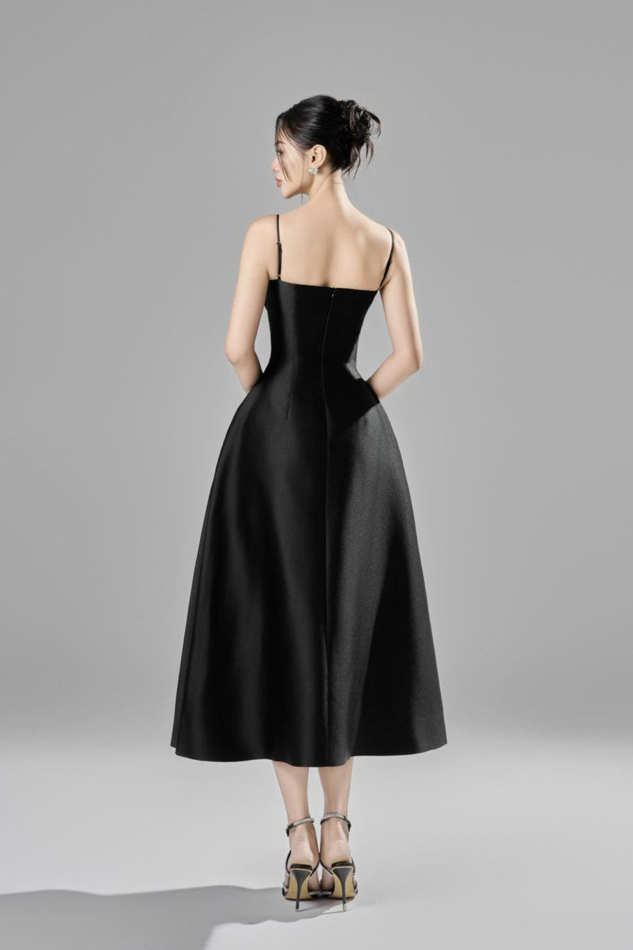 ALESS FIT & FLARE TAFFETA MIDI DRESS