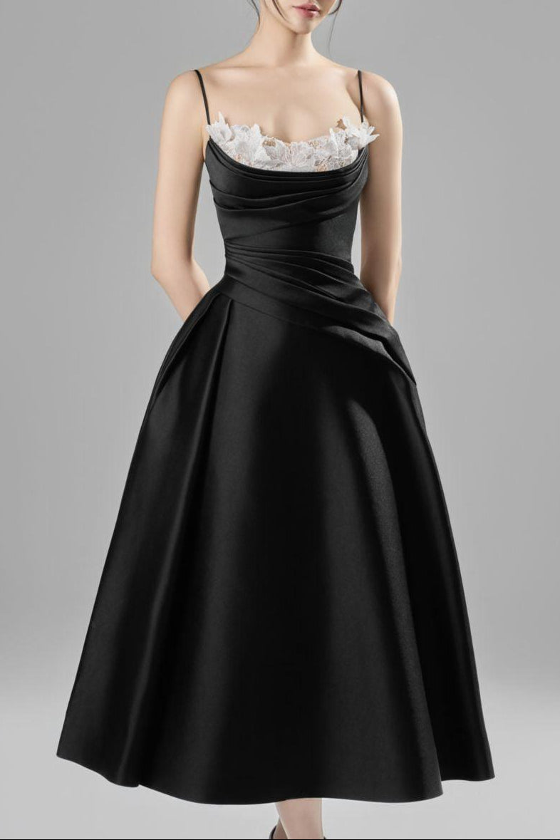 ALESS FIT & FLARE TAFFETA MIDI DRESS