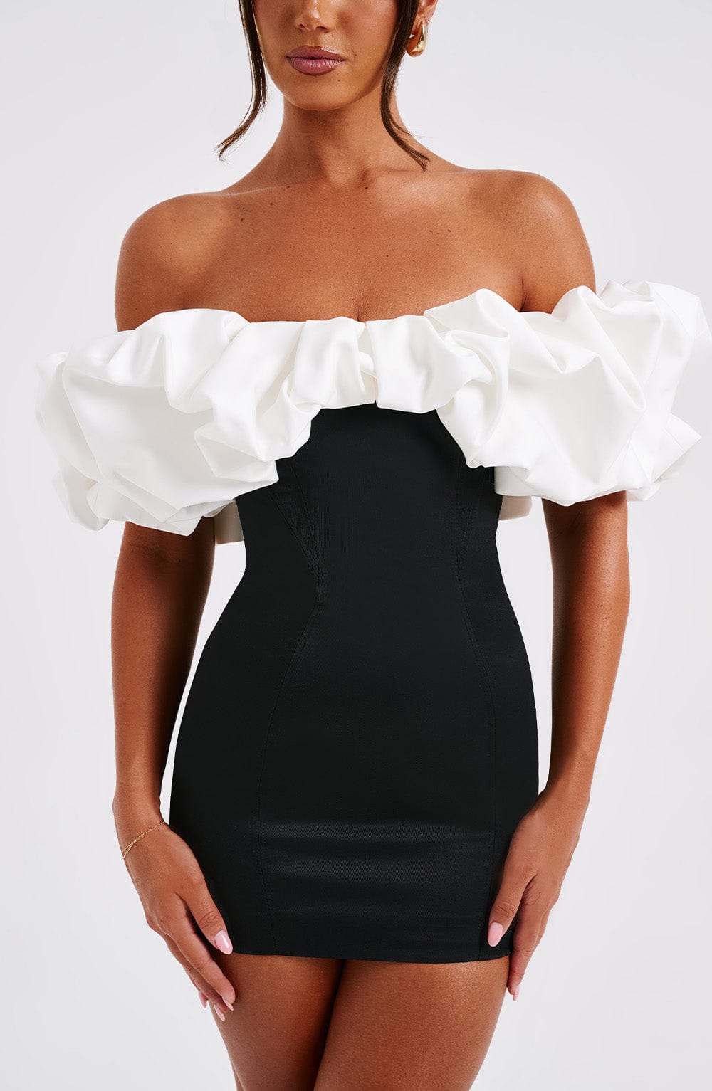 ALLIE MINI DRESS - BLACK WHITE NIGHT OUTFIT