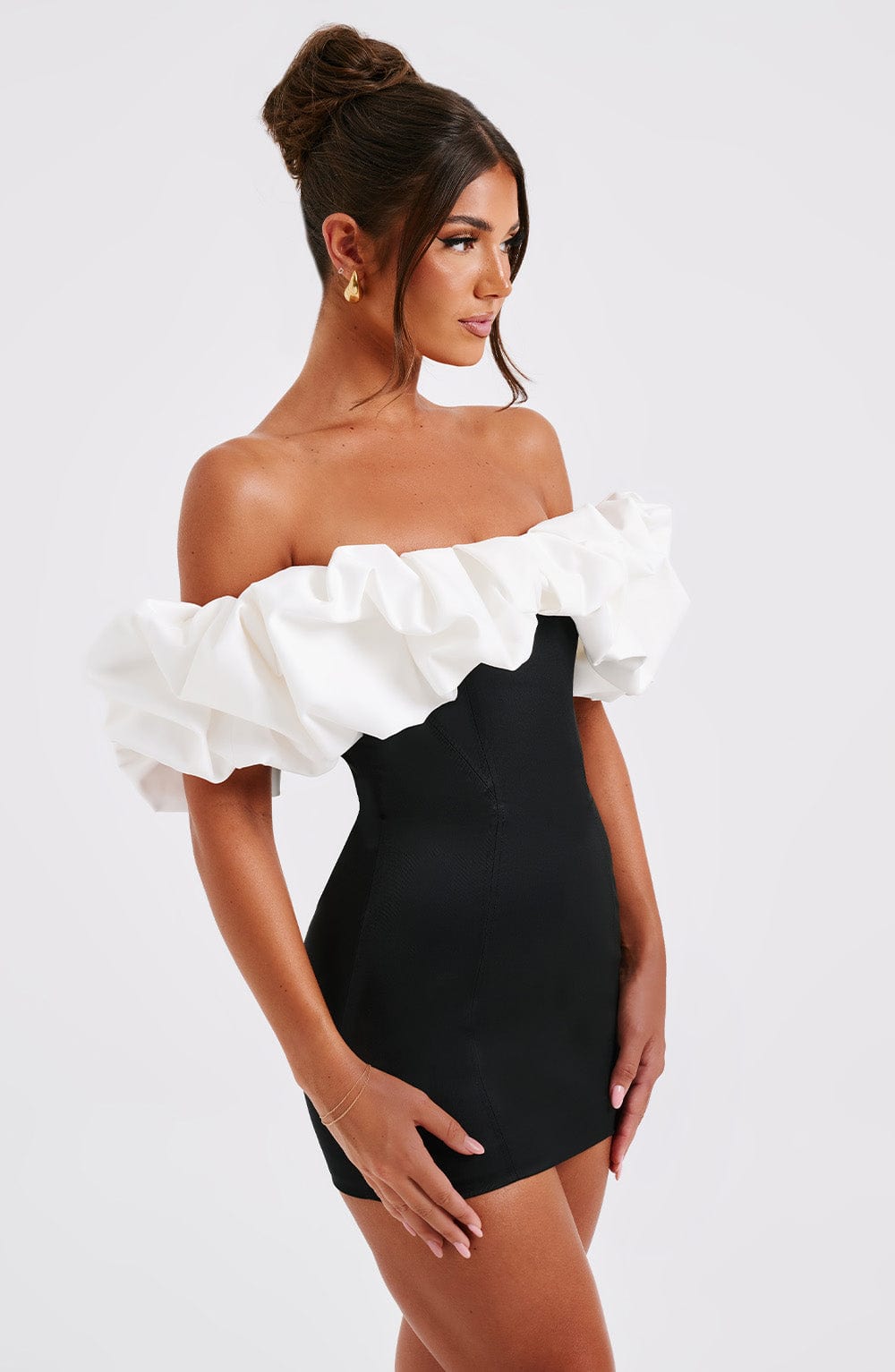 ALLIE MINI DRESS - BLACK WHITE NIGHT OUTFIT