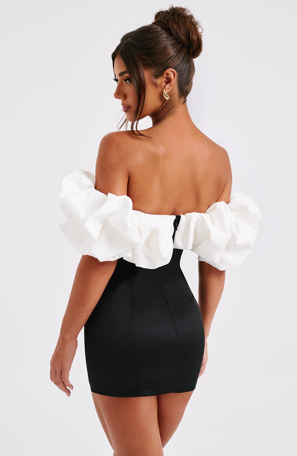 ALLIE MINI DRESS - BLACK WHITE NIGHT OUTFIT