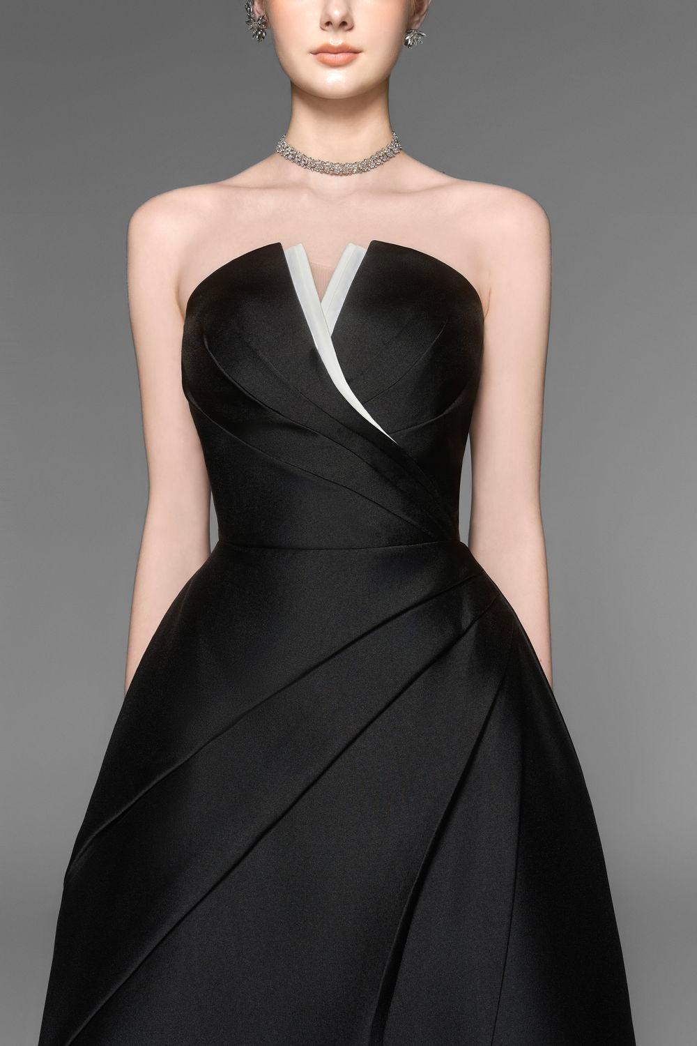 ALMIRA STRAPLESS TAFFETA MIDI DRESS