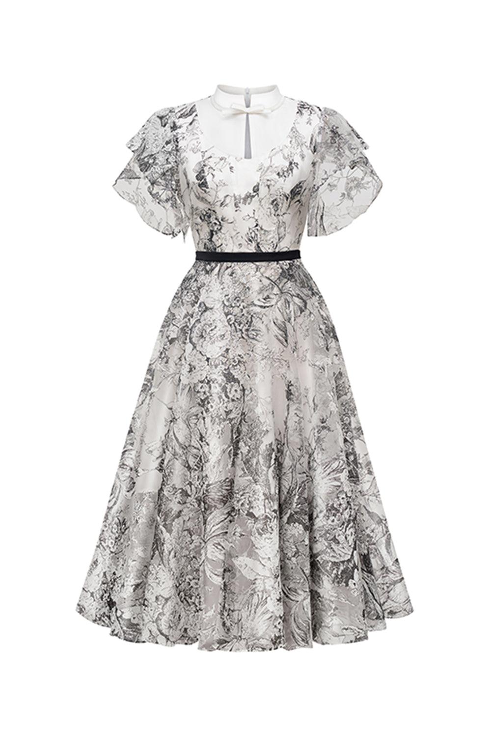 AMÉLIE A-LINE ORGANZA MIDI RUFFLE SLEEVE DRESS